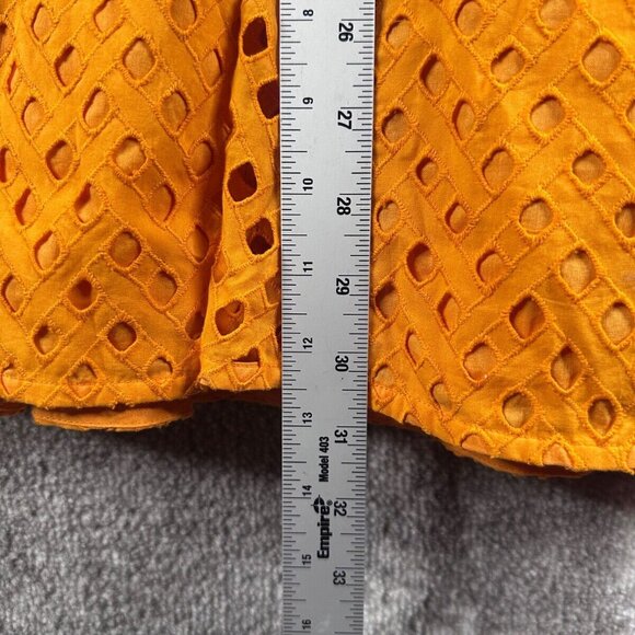 Maeve Dress 0 Womens Orange Eyelet Knit A Line Strapless Smocked Knee Length - Picture 5 of 7